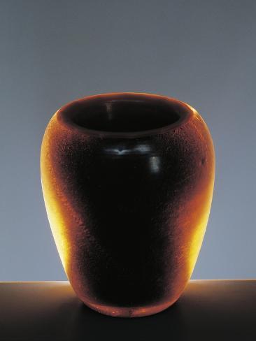 Giclee Print: Blown Glass Vase, Milk Glass Interior with Metal Powders, Gold Leaf: 12x9in