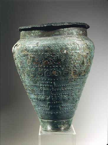 Giclee Print: Laminated Bronze Situla with Embossed and Engraved Decoration, Used as Urn, 6th Century B.C. : 12x9in