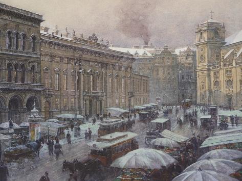 Giclee Print: The Palace of Princes Von Harrach in Vienna, Austria 19th Century Watercolour: 12x9in