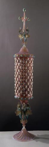 Giclee Print: Detail from Lid from Decorative Goblet, in Rose Glass, Manufactured by Toso Brothers, 1870: 24x8in