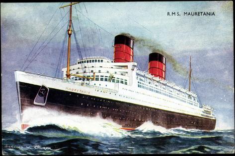 Giclee Print: Künstler Church, W, Cunard Line, R.M.S. Mauretania: 18x12in