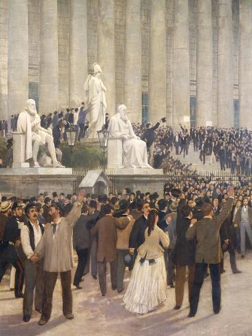 Giclee Print: Crowd in Front of Chamber of Deputies Applauding Proclamation of Republic: 12x9in