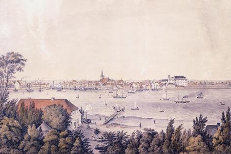 Giclee Print: View of Kiel, Germany 19th Century: 18x12in