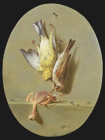 Giclee Print: A Trompe L'Oeil of Dead Songbirds by Jean Joseph Xavier Bidauld: 12x9in