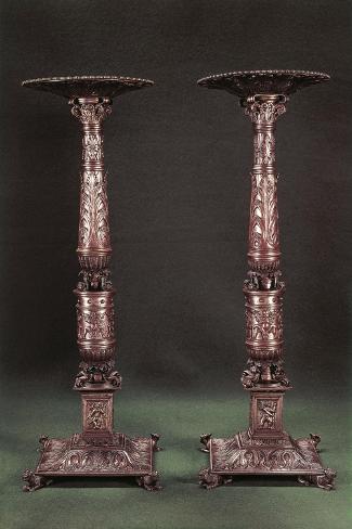 Giclee Print: Pair of Engraved Pewter Candelabra from Chateau D'Ecouen: 18x12in