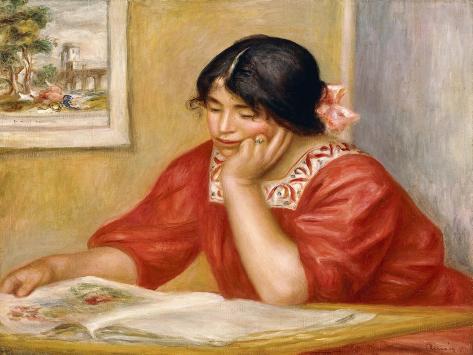 Giclee Print: Leontine Reading, 1909 by Pierre-Auguste Renoir: 12x9in