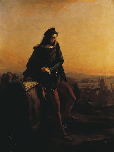 Giclee Print: Cola Di Rienzo, Contemplating the Ruins of Rome from Above, 1855 by Federico Faruffini: 12x9in