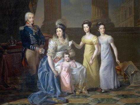 Giclee Print: Family Portrait of Victor Emmanuel I of Savoy: 12x9in