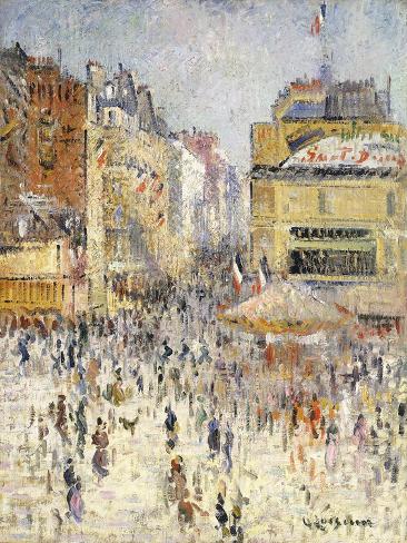 Giclee Print: Bastille Day on Rue De Clignancourt, Paris; La Quartorze Juillet a Paris, La Rue De Clignancourt by Gustave Loiseau: 12x9in