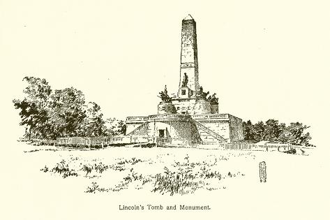 Giclee Print: Lincoln's Tomb and Monument: 18x12in