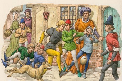 Giclee Print: Game Ressembling Football in the Middle Ages by Pat Nicolle: 18x12in