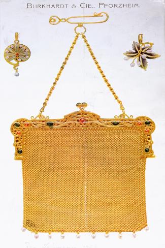 Giclee Print: Advertisement for a Golden Handbag Designed and Made by 'Burkhardt and Company', 1906: 18x12in