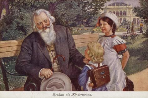 Giclee Print: Johannes Brahms as a Friend of Children: 18x12in