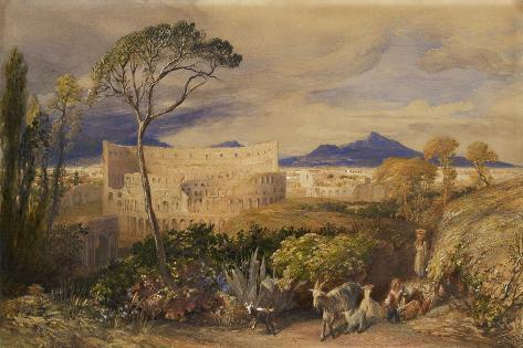 Giclee Print: The Colosseum and Alban Mount (W/C and Gouache over Pencil, Chalk and Ink) by Samuel Palmer: 18x12in