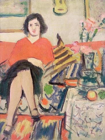 Giclee Print: Interior with a Figure by George Leslie Hunter: 12x9in