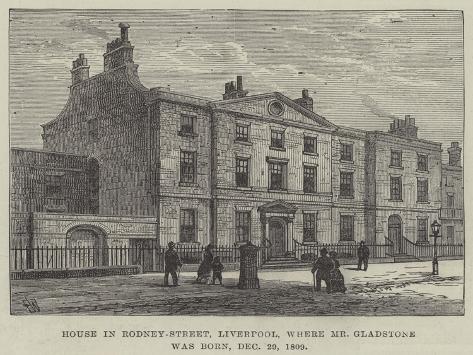 Giclee Print: House in Rodney-Street, Liverpool, Where Mr Gladstone Was Born, 29 December 1809 by Frank Watkins: 12x9in
