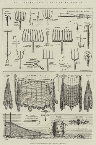 Giclee Print: The International Fisheries Exhibition, Salmon-Poaching Implements, Mr Ffennell's Collection: 18x12in