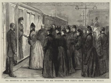 Giclee Print: The Departure of the Empress Frederick and Her Daughters from Charing Cross Station for Germany: 12x9in