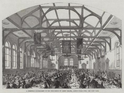 Giclee Print: A Christmas Dinner-Party in the Schoolroom of Albion Chapel, Ashton-Under-Lyne: 12x9in