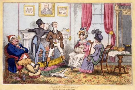 Giclee Print: English Fireside, Pub. J. Lepetit, Dublin, C.1820: 18x12in
