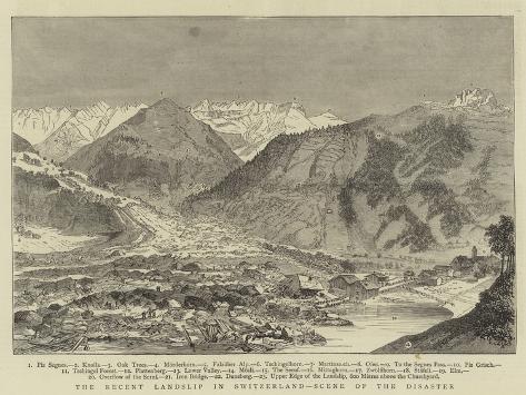 Giclee Print: The Recent Landslip in Switzerland, Scene of the Disaster: 12x9in