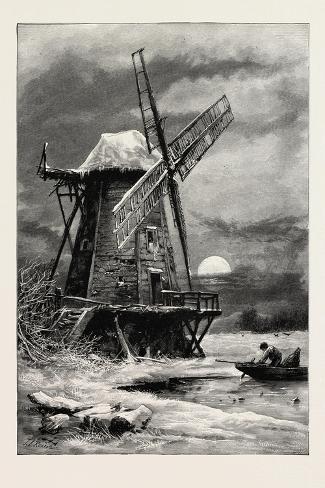 Giclee Print: The Old Hampton Windmill, Scenery of the Thames, UK, 19th Century: 18x12in