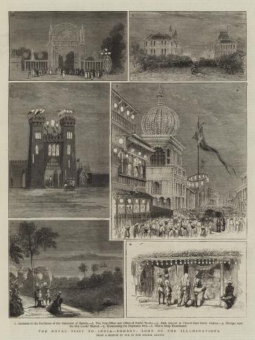 Giclee Print: The Royal Visit to India, Bombay, Some of the Illuminations: 12x9in