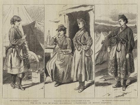 Giclee Print: The Civil War in Spain, Alphonsist Vivandieres on Mount Esquinza: 12x9in