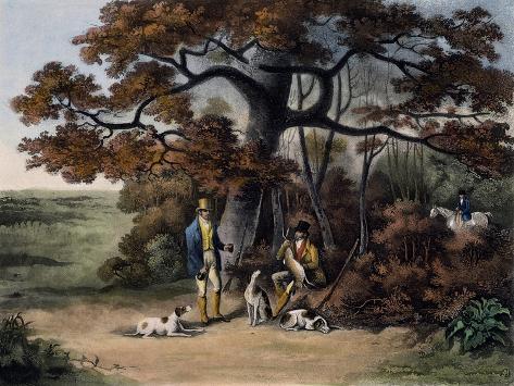 Giclee Print: Taking Break During Hunt, 1823, by Dean Wolstenholme the Elder (1757-1837) : 12x9in