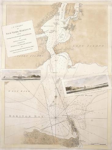 Giclee Print: A Chart of New York Harbour, 1774-1779: 12x9in