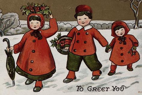 Giclee Print: To Greet You, Christmas Card: 18x12in