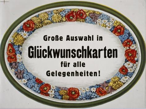 Giclee Print: German Advertisement for Greetings Cards, 1920: 12x9in