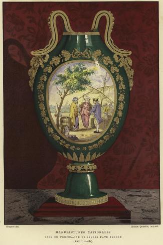 Giclee Print: Porcelain Vase from the Manufacture Nationale De Sevres, France, 18th Century: 18x12in