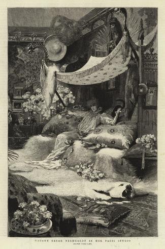 Giclee Print: Madame Sarah Bernhardt in Her Paris Studio: 18x12in