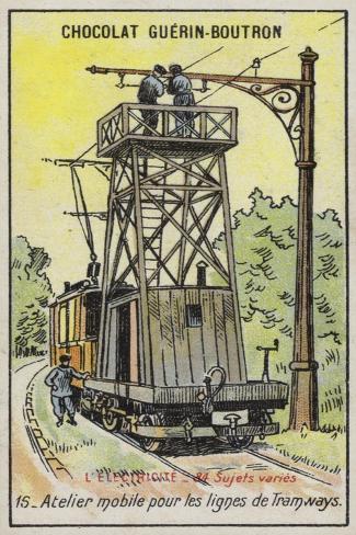 Giclee Print: Mobile Platform for Repairing Overhead Power Lines on Tramways: 18x12in
