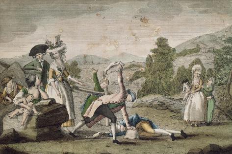 Giclee Print: Game of Saccomazzone, 1790, by Carlo Lasinio (1759-1838), Colour, Italy, 18th Century: 18x12in