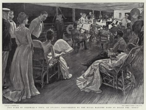 Giclee Print: The Duke of Cornwall's Tour, an Evening Performance by the Royal Marine's Band on Board the Ophir by William Hatherell: 12x9in