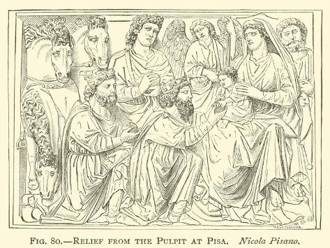 Giclee Print: Relief from the Pulpit at Pisa, Nicola Pisano: 12x9in