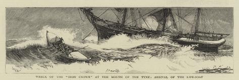 Giclee Print: Wreck of the Iron Crown at the Mouth of the Tyne, Arrival of the Life-Boat by William Lionel Wyllie: 24x8in