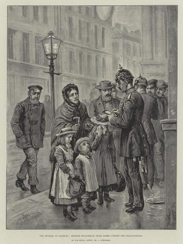 Giclee Print: The Cholera at Hamburg, Orphans Registering their Names Outside the Police-Station by Johann Nepomuk Schonberg: 12x9in