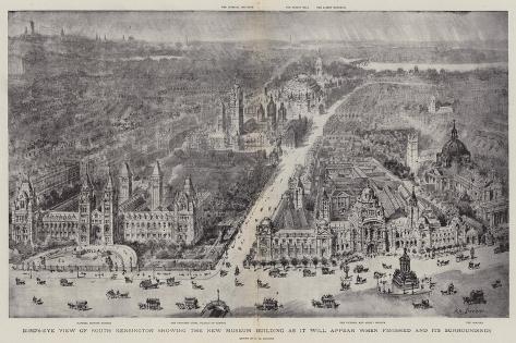 Giclee Print: Bird'S-Eye View of South Kensington Showing the New Museum Building as it Will Appear When Finished by Henry William Brewer: 18x12in