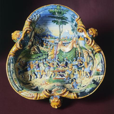 Giclee Print: Trilobate Bowl with Scene from Stories of Hannibal, Ca 1560-1570: 16x16in