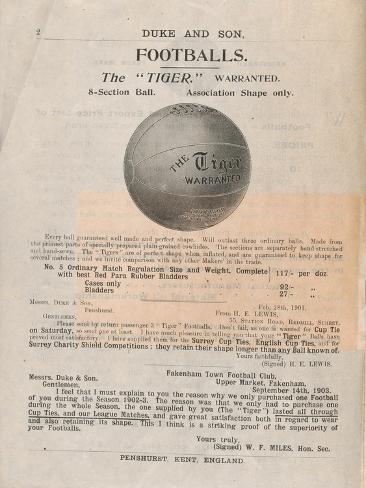 Giclee Print: Page from a Duke and Son Equipment Catalogue Featuring the 'Tiger' Football, 1904: 12x9in