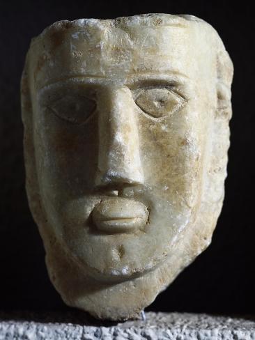 Giclee Print: Head of Man, Alabaster Sculpture, from Mezar Stelleri, Arabia, Pre-Islamic Arab Civilization: 12x9in