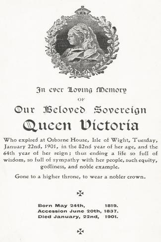 Giclee Print: Memorial Card for Queen Victoria: 18x12in