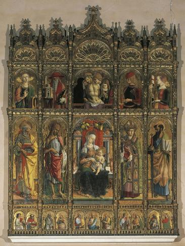 Giclee Print: Altarpiece of St Emidio by Carlo Crivelli: 12x9in