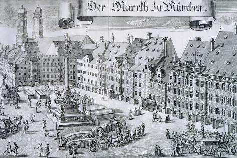 Giclee Print: Market Square in Munich: 18x12in