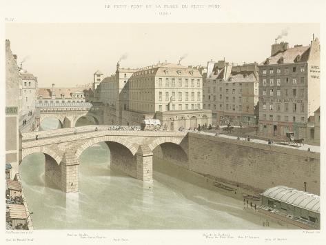 Giclee Print: Le Petit-Pont Et La Place Du Petit-Pont, 1830: 12x9in