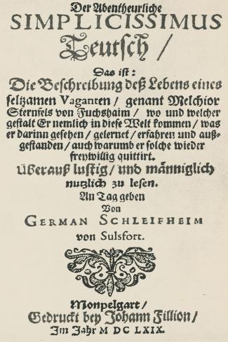 Giclee Print: Title Page of Simplicissimus by Hans Jakob Von Grimmelshausen: 18x12in