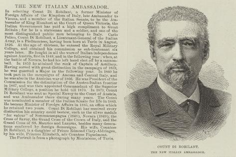 Giclee Print: Count Di Robilant, the New Italian Ambassador: 18x12in